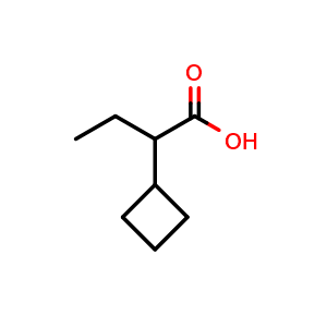Chemical structure of 2-cyclobutylbutanoic acid , CAS 1508228-22-5, AChemBlock P47976