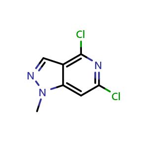 Chemical structure of 4,6-dichloro-1-methyl-1H-pyrazolo[4,3-c]pyridine , CAS 1507372-45-3, AChemBlock P47977