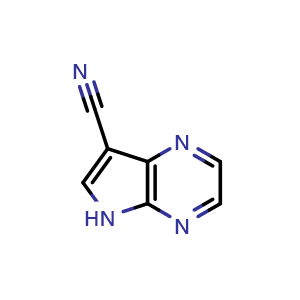 Chemical structure of 5h-pyrrolo[5,4-b]pyrazine-7-carbonitrile , CAS 1506814-96-5, AChemBlock P47980