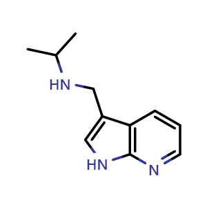 Chemical structure of (propan-2-yl)({1H-pyrrolo[2,3-b]pyridin-3-ylmethyl})amine , CAS 1496550-57-2, AChemBlock P48002