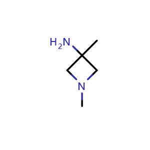 Chemical structure of 1,3-dimethylazetidin-3-amine , CAS 1493478-43-5, AChemBlock P48008