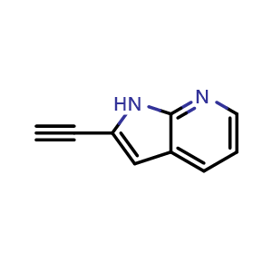 Chemical structure of 2-ethynyl-1H-pyrrolo[2,3-b]pyridine , CAS 1485294-64-1, AChemBlock P48024