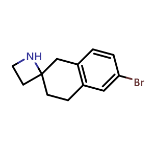 Chemical structure of 6'-bromo-3',4'-dihydro-1'H-spiro[azetidine-2,2'-naphthalene] , CAS 1478735-16-8, AChemBlock P48034
