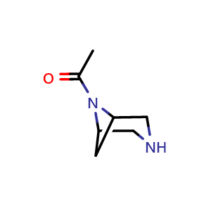 Chemical structure of 1-{3,6-diazabicyclo[3.1.1]heptan-6-yl}ethan-1-one , CAS 1474024-25-3, AChemBlock P48041