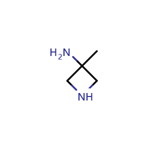 Chemical structure of 3-methylazetidin-3-amine , CAS 147293-71-8, AChemBlock P48044