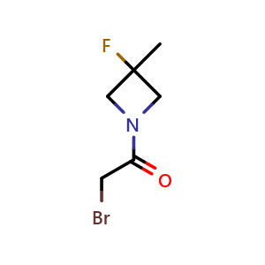 Chemical structure of 2-bromo-1-(3-fluoro-3-methyl-azetidin-1-yl)ethanone , CAS 1466514-89-5, AChemBlock P48053