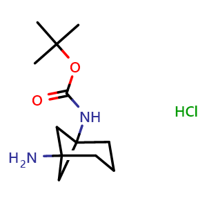 Chemical structure of tert-butyl N-{5-aminobicyclo[3.1.1]heptan-1-yl}carbamate hydrochloride , CAS 1461706-82-0, AChemBlock P48068