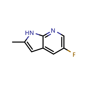 Chemical structure of 5-fluoro-2-methyl-1H-pyrrolo[2,3-b]pyridine , CAS 145934-92-5, AChemBlock P48074