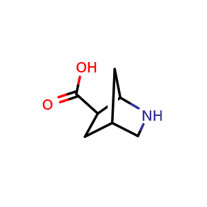 Chemical structure of 2-azabicyclo[2.2.1]heptane-6-carboxylic acid , CAS 1458185-72-2, AChemBlock P48077