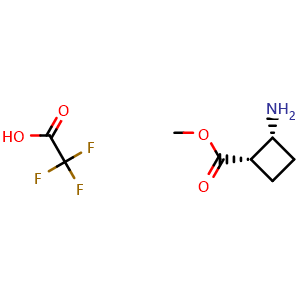 Chemical structure of methyl (1S,2R)-2-aminocyclobutane-1-carboxylate; trifluoroacetic acid , CAS 1453222-28-0, AChemBlock P48086