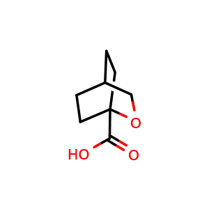 Chemical structure of 2-oxabicyclo[2.2.2]octane-1-carboxylic acid , CAS 1447943-57-8, AChemBlock P48108
