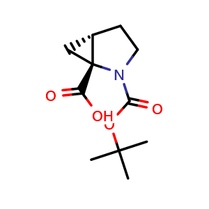 Chemical structure of (1R,5S)-2-[(tert-butoxy)carbonyl]-2-azabicyclo[3.1.0]hexane-1-carboxylic acid , CAS 1446947-55-2, AChemBlock P48112