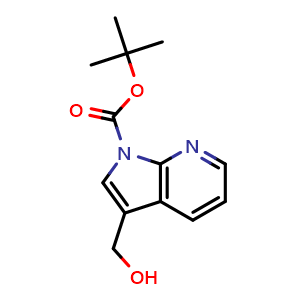 Chemical structure of tert-butyl 3-(hydroxymethyl)-1H-pyrrolo[2,3-b]pyridine-1-carboxylate , CAS 144657-67-0, AChemBlock P48115