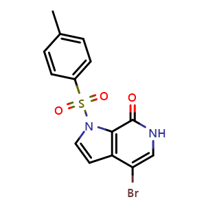 Chemical structure of 4-bromo-1-(4-methylbenzenesulfonyl)-1H,6H,7H-pyrrolo[2,3-c]pyridin-7-one , CAS 1445993-86-1, AChemBlock P48119
