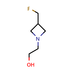 Chemical structure of 2-[3-(fluoromethyl)azetidin-1-yl]ethan-1-ol , CAS 1443983-86-5, AChemBlock P48131
