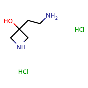 Chemical structure of 3-(2-aminoethyl)azetidin-3-ol dihydrochloride , CAS 1443979-67-6, AChemBlock P48144