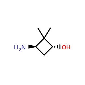Chemical structure of trans-3-amino-2,2-dimethylcyclobutanol , CAS 1434248-03-9, AChemBlock P48164