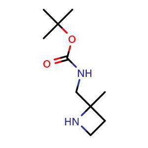 Chemical structure of tert-butyl N-[(2-methylazetidin-2-yl)methyl]carbamate , CAS 1434142-23-0, AChemBlock P48167