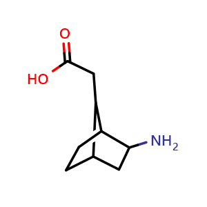Chemical structure of 2-{2-aminobicyclo[2.2.1]heptan-7-yl}acetic acid , CAS 1432682-12-6, AChemBlock P48183
