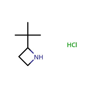 Chemical structure of 2-tert-butylazetidine hydrochloride , CAS 1432678-94-8, AChemBlock P48202