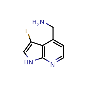 Chemical structure of {3-fluoro-1H-pyrrolo[2,3-b]pyridin-4-yl}methanamine , CAS 1431960-35-8, AChemBlock P48214
