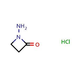 Chemical structure of 1-aminoazetidin-2-one hydrochloride , CAS 1427379-16-5, AChemBlock P48248