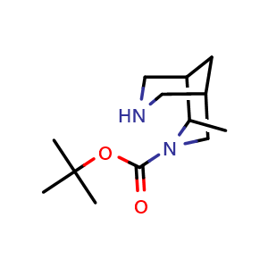 Chemical structure of tert-butyl 2-methyl-3,7-diazabicyclo[3.3.1]nonane-3-carboxylate , CAS 1427021-80-4, AChemBlock P48256