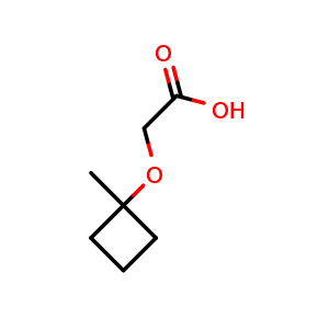 Chemical structure of 2-(1-methylcyclobutoxy)acetic acid , CAS 1423035-07-7, AChemBlock P48271