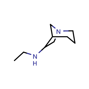 Chemical structure of N-ethyl-1-azabicyclo[3.2.1]octan-6-amine , CAS 1423028-80-1, AChemBlock P48281