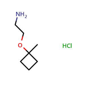Chemical structure of 2-(1-methylcyclobutoxy)ethan-1-amine hydrochloride , CAS 1423026-75-8, AChemBlock P48287