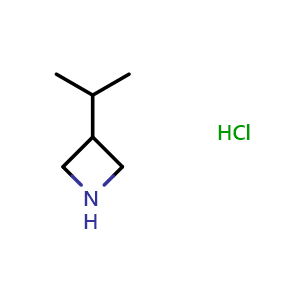 Chemical structure of 3-(propan-2-yl)azetidine hydrochloride , CAS 1423024-42-3, AChemBlock P48289