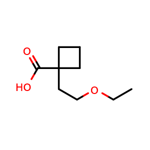 Chemical structure of 1-(2-ethoxyethyl)cyclobutane-1-carboxylic acid , CAS 1421601-21-9, AChemBlock P48308