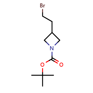 Chemical structure of tert-butyl 3-(2-bromoethyl)azetidine-1-carboxylate , CAS 1420859-80-8, AChemBlock P48313