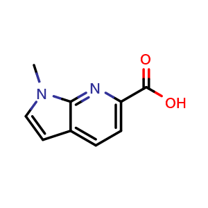 Chemical structure of 1-methyl-1H-pyrrolo[2,3-b]pyridine-6-carboxylic acid , CAS 1418128-92-3, AChemBlock P48320