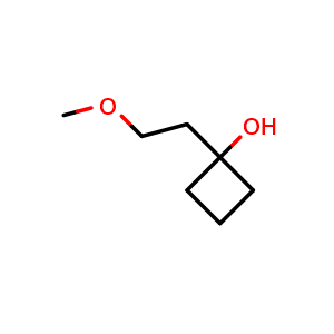 Chemical structure of 1-(2-methoxyethyl)cyclobutan-1-ol , CAS 141227-29-4, AChemBlock P48344