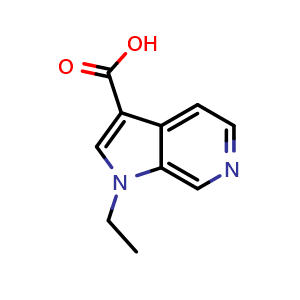Chemical structure of 1-ethyl-1H-pyrrolo[2,3-c]pyridine-3-carboxylic acid , CAS 1394175-20-2, AChemBlock P48396