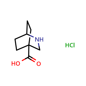 Chemical structure of 2-azabicyclo[2.2.2]octane-4-carboxylic acid hydrochloride , CAS 1394042-79-5, AChemBlock P48406