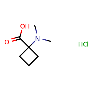 Chemical structure of 1-(dimethylamino)cyclobutane-1-carboxylic acid hydrochloride , CAS 1394041-58-7, AChemBlock P48412
