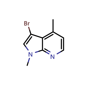 Chemical structure of 3-bromo-1,4-dimethyl-1H-pyrrolo[2,3-b]pyridine , CAS 1368142-71-5, AChemBlock P48582