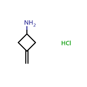 Chemical structure of 3-methylidenecyclobutan-1-amine hydrochloride , CAS 136137-55-8, AChemBlock P48610