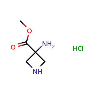 Chemical structure of methyl 3-aminoazetidine-3-carboxylate hydrochloride , CAS 1359656-99-7, AChemBlock P48614