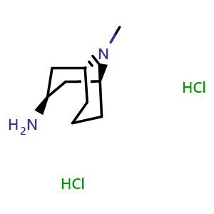 Chemical structure of endo-3-amine-9-methyl-9-azabicyclo[3,3,1]nonane dihydrochloride , CAS 135906-03-5, AChemBlock P48620