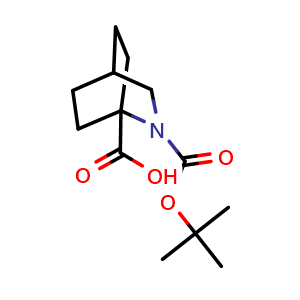 Chemical structure of 2-boc-2-azabicyclo[2.2.2]octane-1-carboxylic acid , CAS 1353649-31-6, AChemBlock P48656