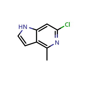 Chemical structure of 6-chloro-4-methyl-1H-pyrrolo[3,2-c]pyridine , CAS 1352397-22-8, AChemBlock P48666