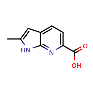 Chemical structure of 2-methyl-1H-pyrrolo[2,3-b]pyridine-6-carboxylic acid , CAS 1352396-16-7, AChemBlock P48667