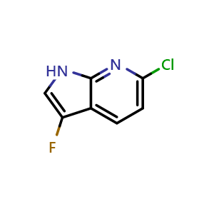 Chemical structure of 6-chloro-3-fluoro-1H-pyrrolo[2,3-b]pyridine , CAS 1352395-89-1, AChemBlock P48668