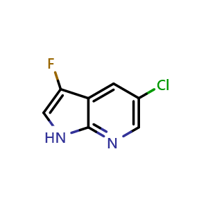 Chemical structure of 5-chloro-3-fluoro-1H-pyrrolo[2,3-b]pyridine , CAS 1352394-48-9, AChemBlock P48670