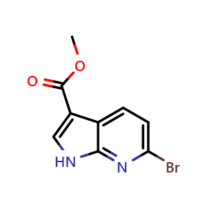 Chemical structure of methyl 6-bromo-1H-pyrrolo[2,3-b]pyridine-3-carboxylate , CAS 1342811-51-1, AChemBlock P48712
