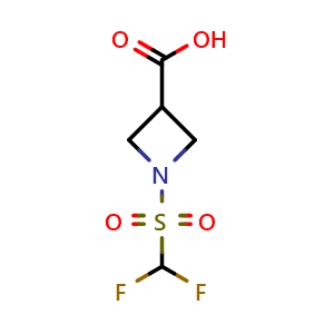 Chemical structure of 1-difluoromethanesulfonylazetidine-3-carboxylic acid , CAS 1342444-44-3, AChemBlock P48717
