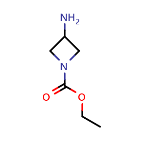 Chemical structure of ethyl 3-aminoazetidine-1-carboxylate , CAS 1341056-33-4, AChemBlock P48729